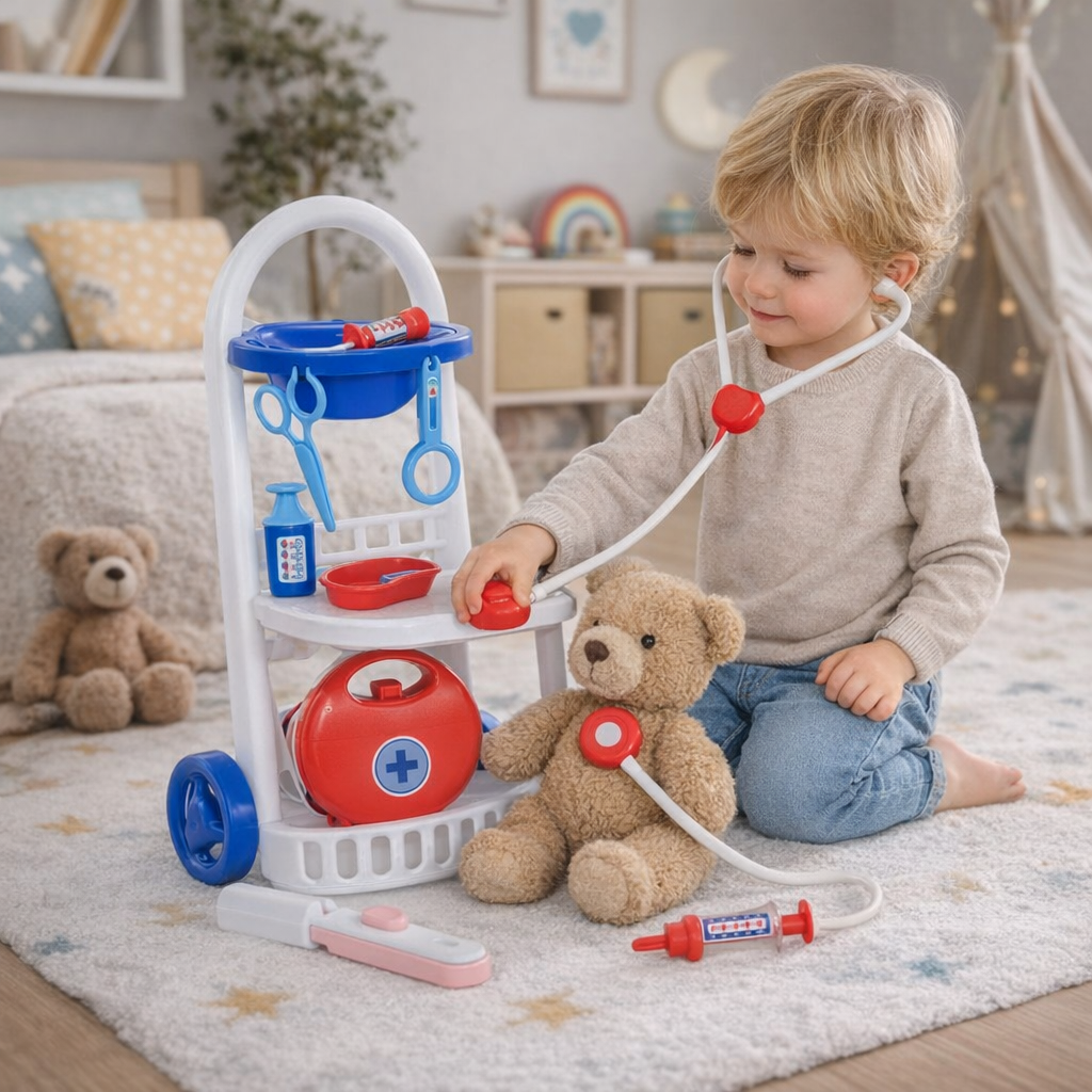Doktorski set kolica za decu 8 delova Polesie