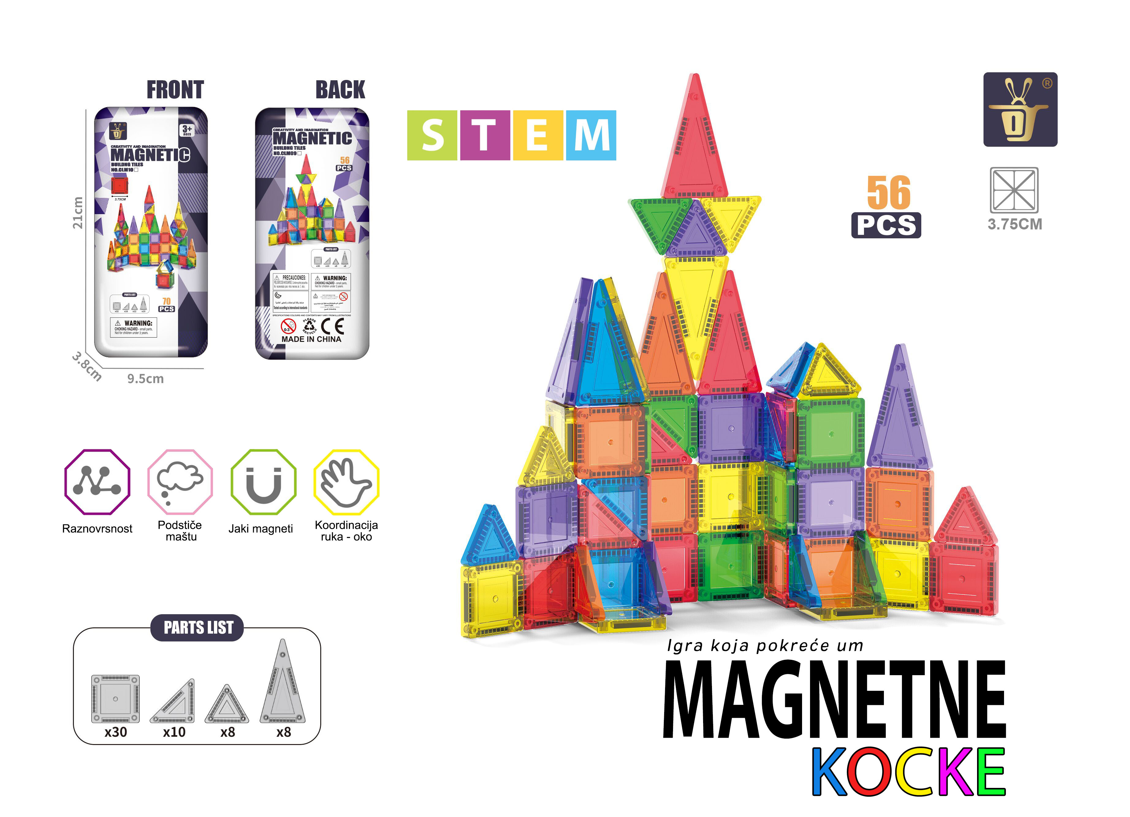 Magnetni konstruktor Smart Fun 56 delova