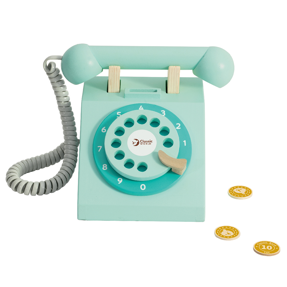 Drvena igračka Plavi telefon Classic World