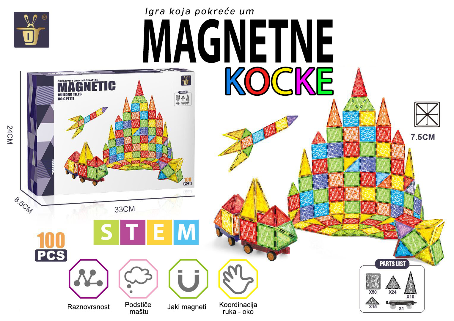 Magnetni konstruktor Raketa 100 delova ST0734769B Magnetne kocke