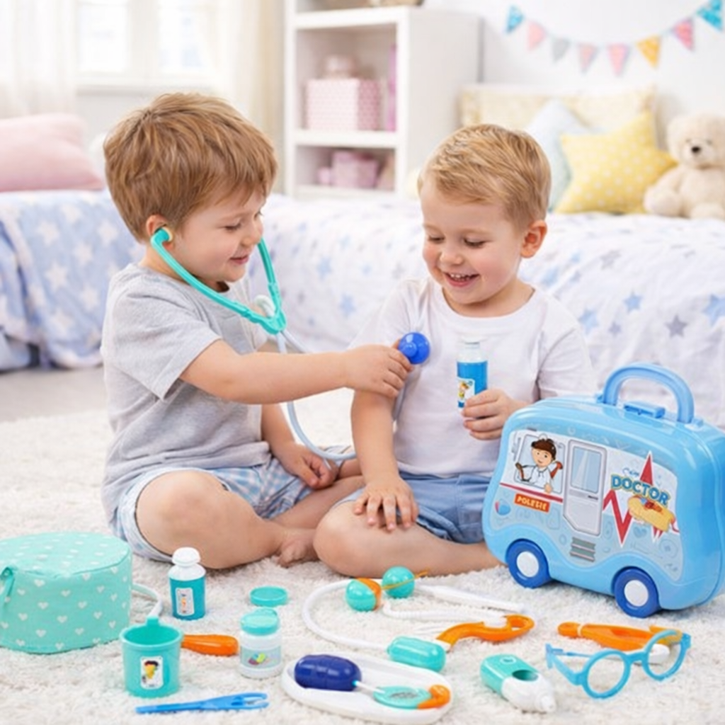 Doktorski set za decu 18 delova u koferu sa točkovima plavi Polesie